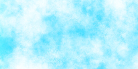 white snow is covering on blue cloudy background, Abstract blurry defocused and grainy blue sky shades Watercolor background, creative brush painted aquarelle light sky blue background.
