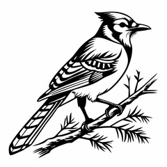blue jay black silhouette vector