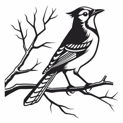 blue jay black silhouette vector