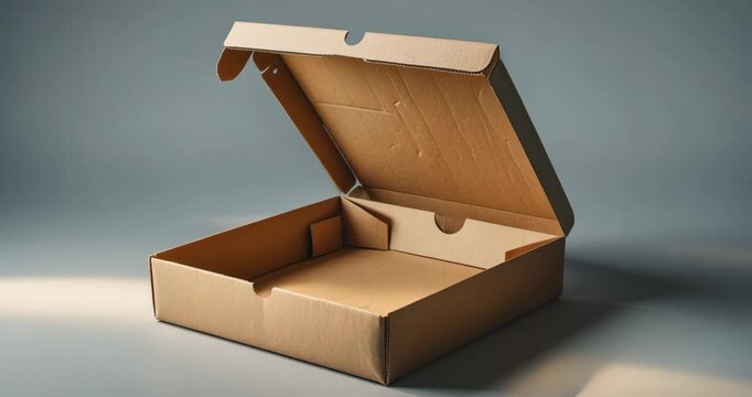 Cardboard mailing box mockup featuring an open lid.