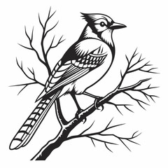 blue jay black silhouette vector