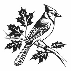blue jay black silhouette vector