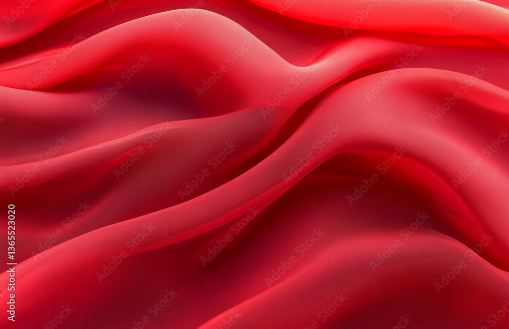 Aufkleber a close up view of flowing red fabric with soft folds and shadows creating a smooth texture effect
