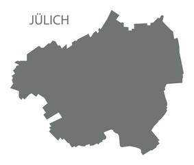 Obraz premium Jülich city map with boroughs grey illustration silhouette shape