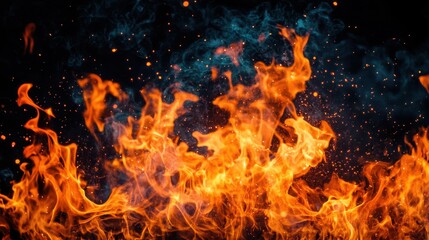 Fototapeta premium Vibrant Flames Leaping Against a Dark Background