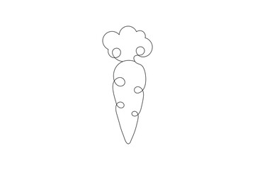 Carrot single line art continuous one line drawing of Isolated outline vector icon