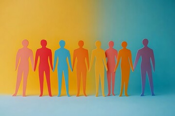 Obraz premium Colorful Diverse People Holding Hands Unity Support