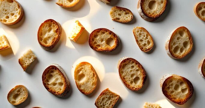Crackers that are baked, round croutons of bread isolated on a white background