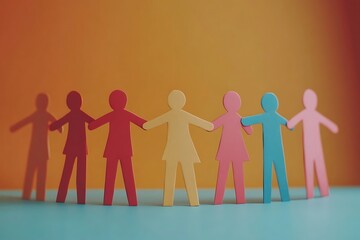 Colorful Cutout People Holding Hands Teamwork Success1