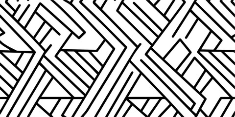 complex black and white vector pattern with intersecting lines and geometric rhythm