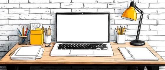 Workspace Laptop Illustration