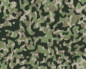 Fototapeta premium Seamless camouflage pattern. Close-up of military camouflage uniform surface. Seamless texture for printing on clothes, paper, fabric, military paint. Army background, vector pattern.