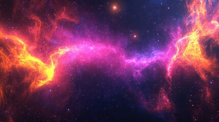 Naklejka premium Abstract cosmic nebula, vibrant colors of space dust and gas clouds.