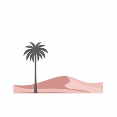 Minimalist desert scene with palm tree silhouette for wall art or design