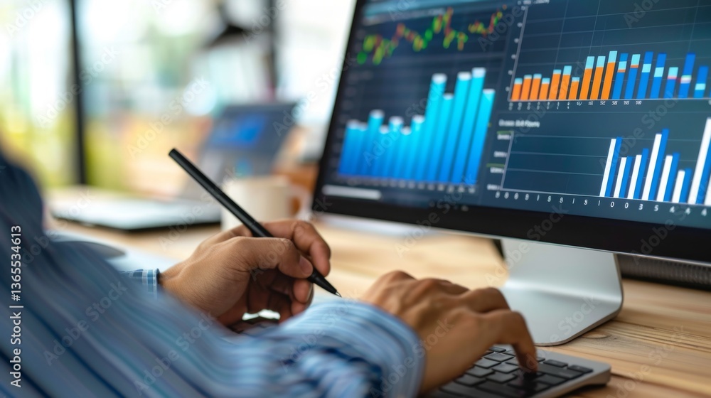 Poster analyzing business data through advanced analytics and visualization tools for better decision makin