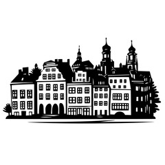 Obraz premium historic town buildings vector illustration