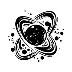 orbiting particles and planet vector