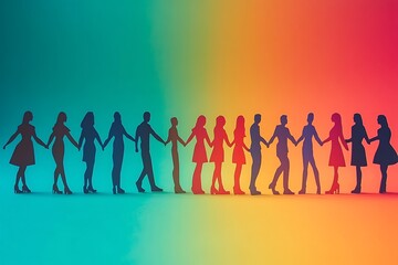 Bright Gradient Figures Holding Hands Teamwork Unity