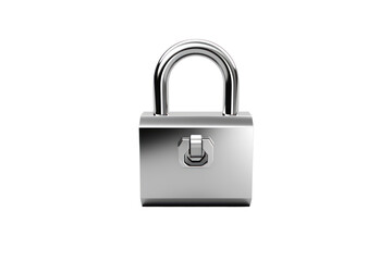Fototapeta premium Simple metallic padlock with a cylindrical body and curved shackle isolated on a plain white background