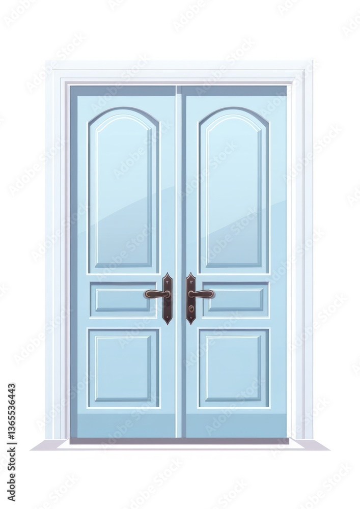 Poster front the door simple flat design style isolated architecture building housing.