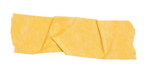 Yellow washi tapes isolated Pieces of decorative tape for scrapbooks. Torn paper a cutout...