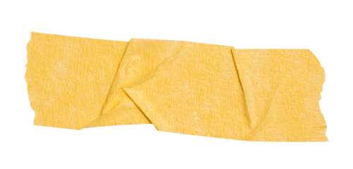 Yellow washi tapes isolated Pieces of decorative tape for scrapbooks. Torn paper a cutout transparent background