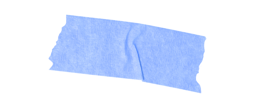 Blank crumpled blue sticker dented paper note paper with transparent background, providing copy space for text or design elements