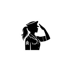 Silhouette military woman officer salute  