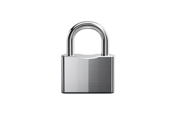 Fototapeta premium Heavy-duty metal padlock with a clean reflective surface isolated on a white background