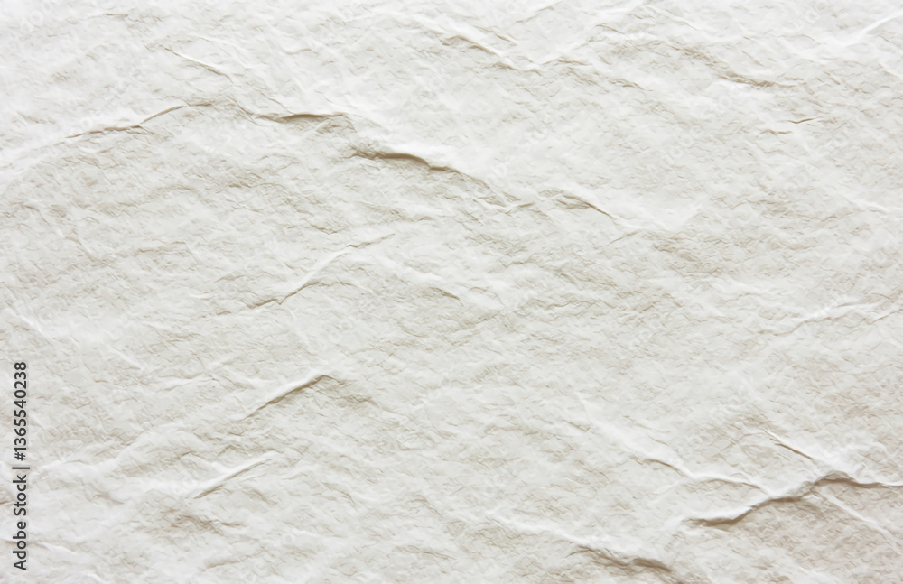 Poster a close up view of a wrinkled white paper surface showing texture and slight shadows across the fram