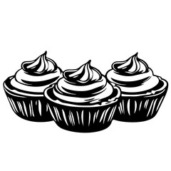 sweet muffin vector sketch in monochrome
