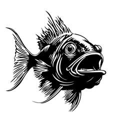 aggressive fish head vector illustration