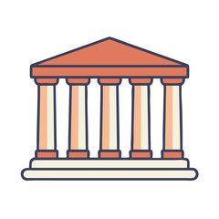 Fototapeta premium Greek temple icon in flat design with columns and roof 