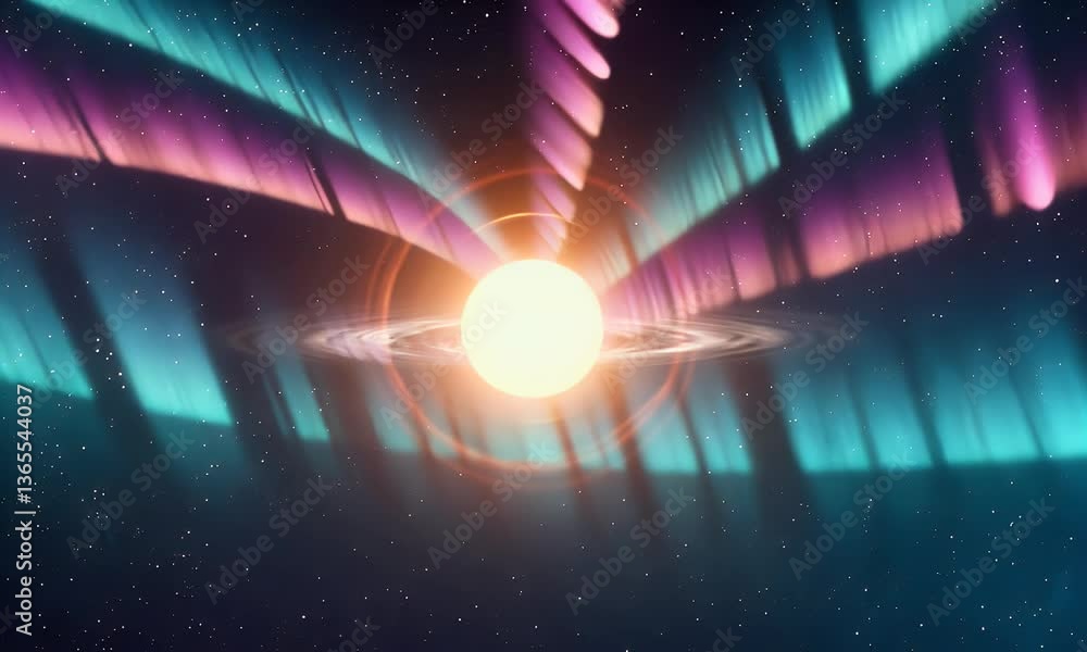 Poster mesmerizing eclipse with the sun surrounded by mystical aurora lights, illuminating space with a dre