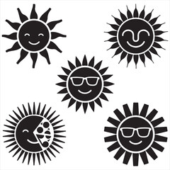 set vector various sun silhouettes