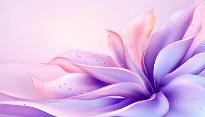 Delicate pastel flower with dew drops, soft focus, abstract floral design