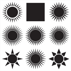 set vector various sun silhouettes