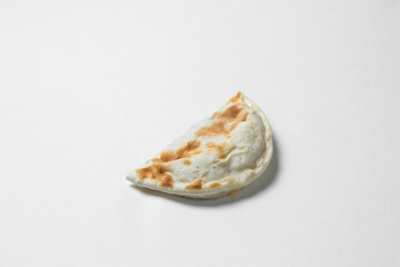 Cheburek with Meat Filling on a White Background