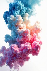 Fototapeta premium Swirling clouds of vivid gulal, isolated on white , india, vibrant