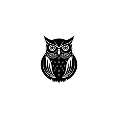owl black silhouette vector, Simple silhouette Design vector icon with white background. Wild Animal Vector.  