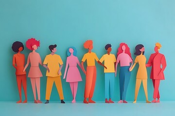 Colorful Diverse People Standing Together in Unity