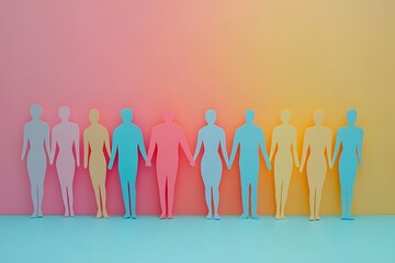 Fototapeta premium Bright Colorful People Holding Hands Unity Concept
