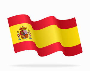 Spanish flag wavy background layout. Vector illustration.