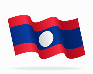 Naklejka premium Laotian flag wavy background layout. Vector illustration.