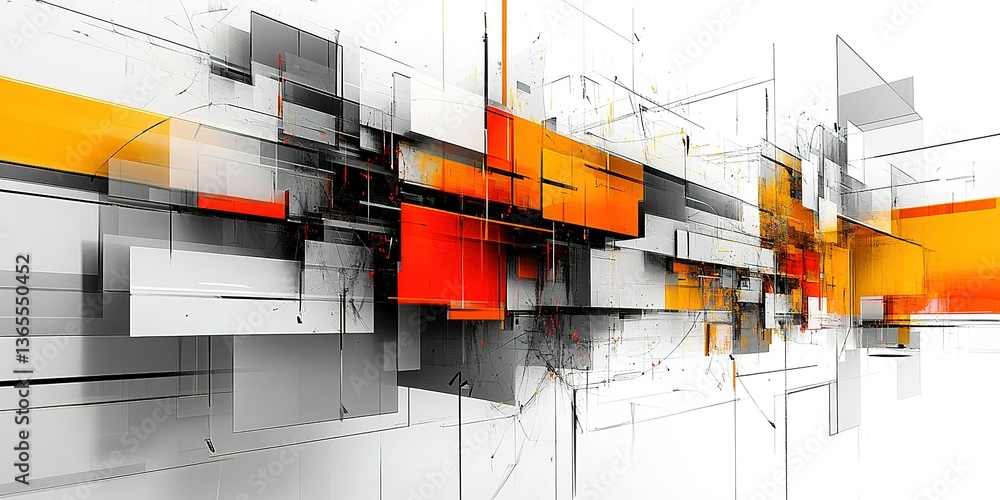 Poster abstract composition with geometric shapes and vibrant colors displaying modern artistic style and c