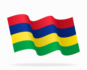 Mauritius flag wavy background layout. Vector illustration.