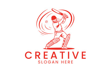 Cricket player vector illustration logo design for sports team or tournament use