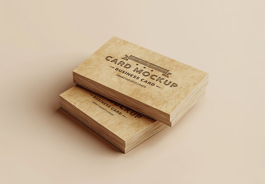 Stack Of Recycled Paper Business Cards Mockup 