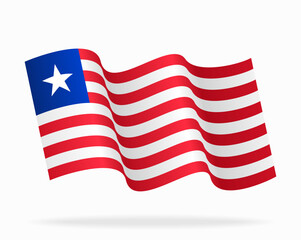 Liberian flag wavy background layout. Vector illustration.