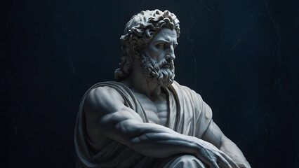 Majestic Marble Statue: Greek God Sculpture